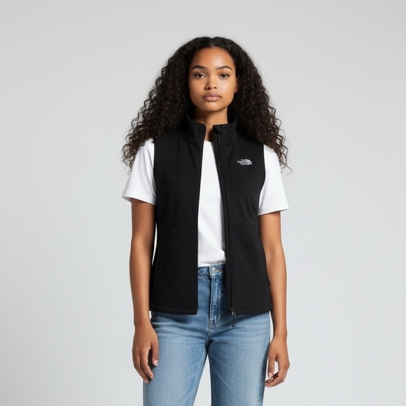 The North Face Black Soft Shell Vest Full Zip Outdoor Layering Size Medium - Picture 2 of 5